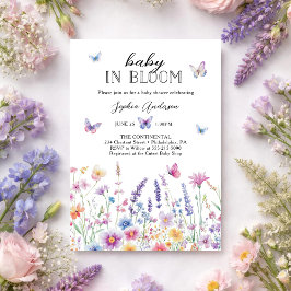 Invitación Baby In Bloom Butterfly Garden Baby Shower