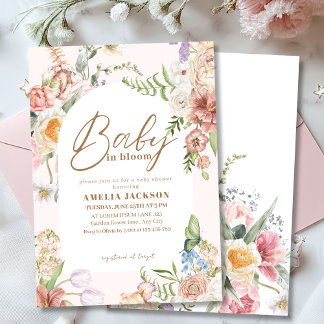 Invitación Baby in bloom chic garden wildflowers Baby shower