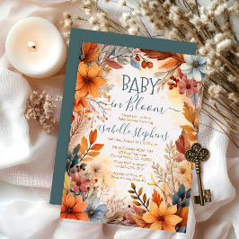 Invitación Baby in Bloom Fall Floral Frame Baby Shower