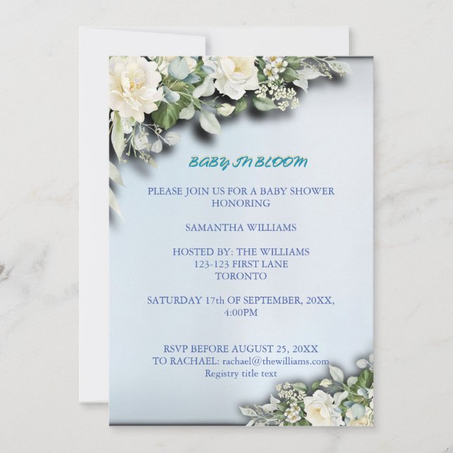 Invitación Baby in Bloom Floral Baby Shower Invitation (Anverso)