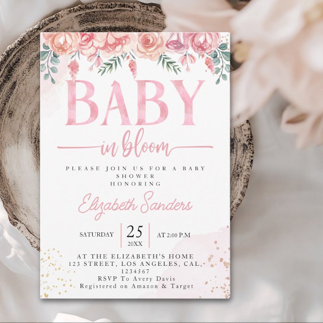 Invitación Baby in Bloom Floral Baby Shower – Pink Roses (Subido por el creador)