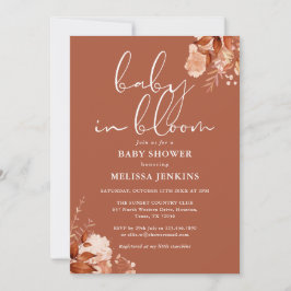 Invitación Baby In Bloom Floral Otoño Cae Baby Shower