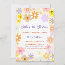 Invitación Baby In Bloom Floral Retro Baby Shower