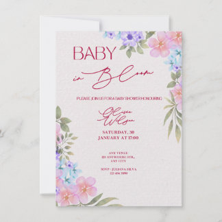 Invitación Baby in Bloom Floral Watercolor Baby Shower Invita