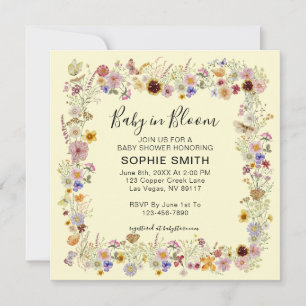 Invitación Baby In Bloom Garden Fiesta Butterflies Baby Showe