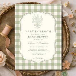 Invitación Baby in Bloom Gingham Baby Shower