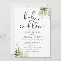 Baby In Bloom Greenery Floral Baby Shower
