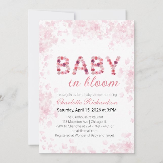 Invitación Baby in Bloom Invitation | Spring baby shower (Anverso)