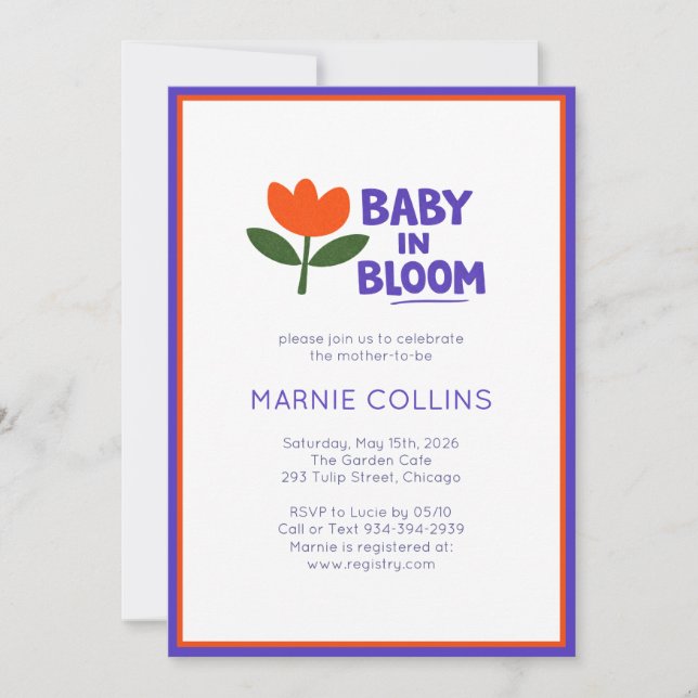 Invitación Baby in Bloom Minimalist Modern Trendy Baby Shower (Anverso)