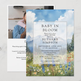 Invitación Baby In Bloom Mountain Photo QR Code Baby Shower