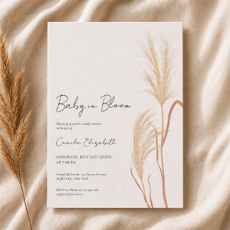 Invitación Baby in Bloom Pampas Grass Baby Shower