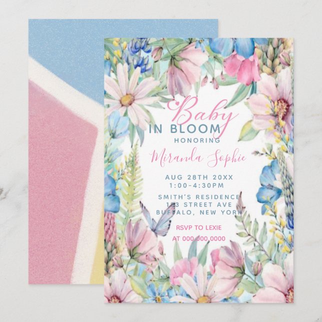Invitación Baby In Bloom Pastel Wildflowers Baby Shower