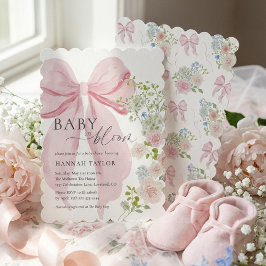 Invitación Baby in Bloom Pink Bow Baby Shower