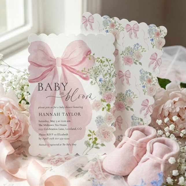 Invitación Baby in Bloom Pink Bow Baby Shower (Subido por el creador)