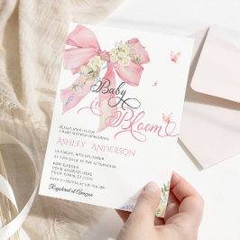 Invitación Baby In Bloom Pink Bow Baby Shower