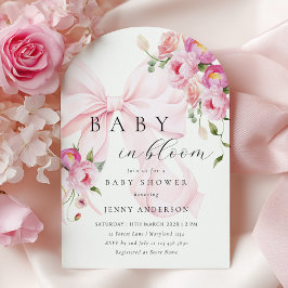 Invitación Baby In Bloom Pink Bow Baby Shower Invitation