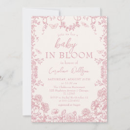 Invitación Baby In Bloom Pink Chinoiserie Baby Shower