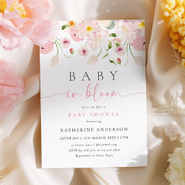 Invitación Baby In Bloom Pink Floral Baby Shower Invitation
