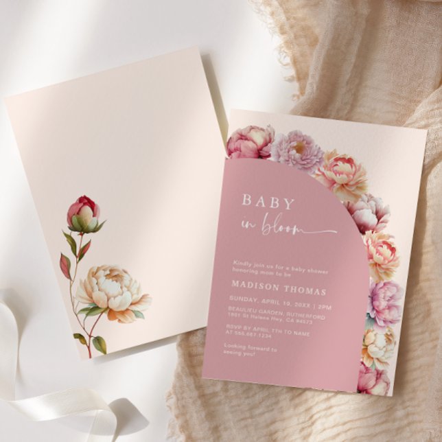 Invitación Baby In Bloom Pink Peony Arch Baby Shower (Subido por el creador)