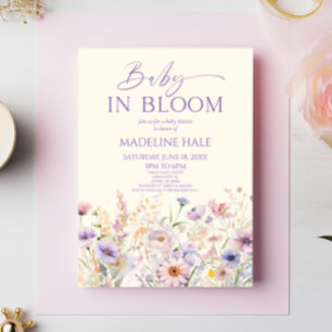 Invitación Baby In Bloom Pink Purple Wildflower Baby Shower