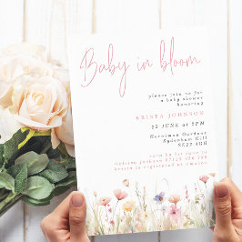 Invitación Baby In Bloom Pink Wildflowers Baby Shower