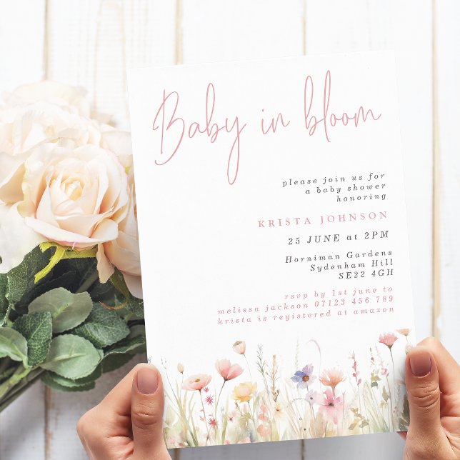 Invitación Baby In Bloom Pink Wildflowers Baby Shower (Subido por el creador)