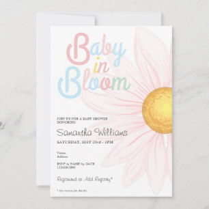 Invitación Baby In Bloom Preppy Retro Pink Daisy Baby Shower