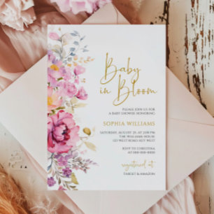 Invitación Baby in Bloom Purple Wildflowers Baby Shower