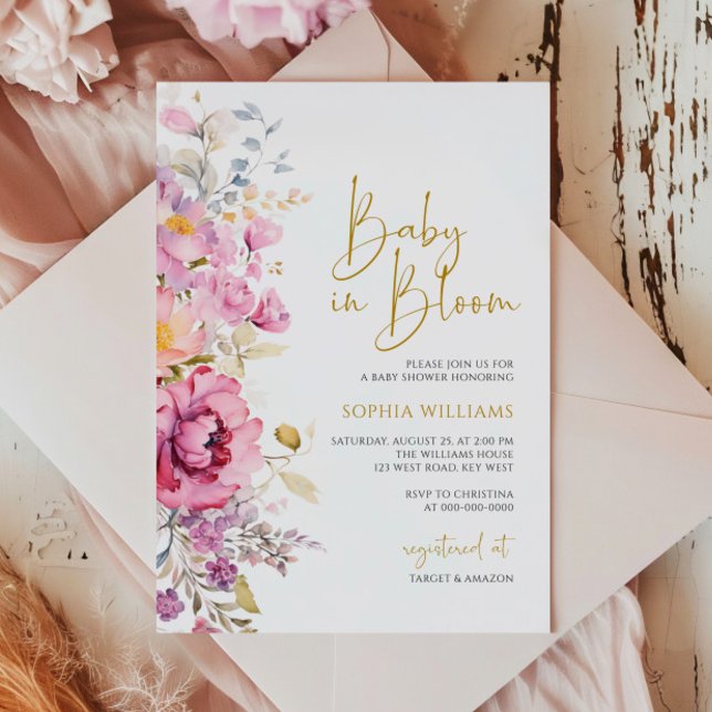 Invitación Baby in Bloom Purple Wildflowers Baby Shower (Subido por el creador)