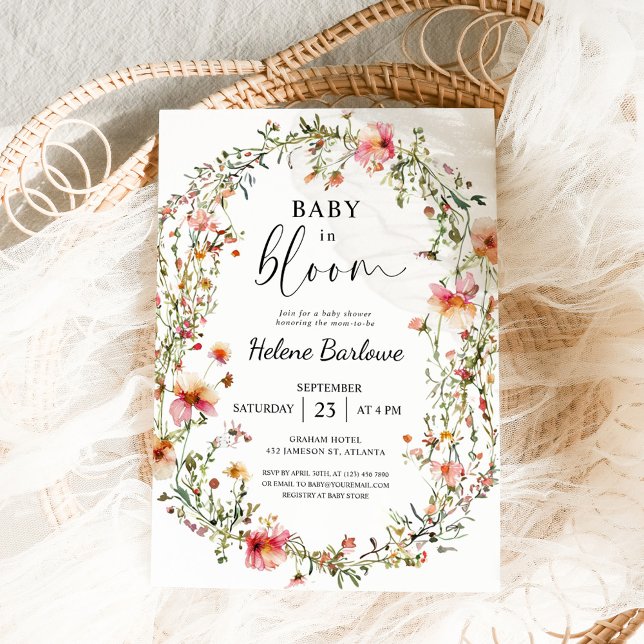 Invitación Baby In Bloom Rustic Boho Wildflower Baby Shower (Baby In Bloom Rustic Boho Wildflower Baby Shower Invitation)