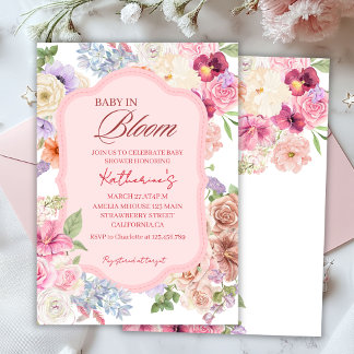 Invitación Baby in bloom spring floral girl baby shower