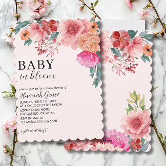 Invitación Baby in bloom spring floral girl Baby Shower