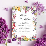 Invitación Baby In Bloom Spring Garden Flower Baby Shower<br><div class="desc">Colorida y elegante caligrafía primavera jardín flor invitación a la ducha bebé.</div>