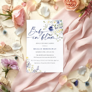 Invitación Baby In Bloom Spring Violet Wildflower Baby Shower