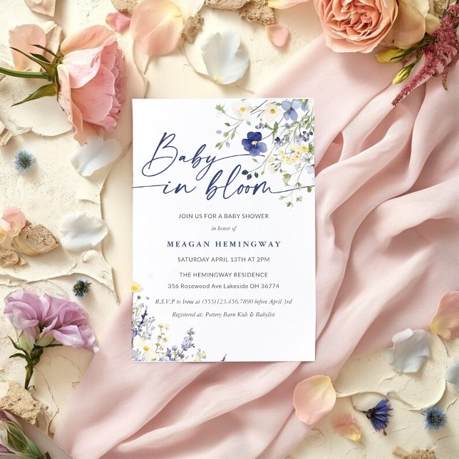 Invitación Baby In Bloom Spring Violet Wildflower Baby Shower (Baby In Bloom Spring Violet Wildflower Baby Shower Invitation)
