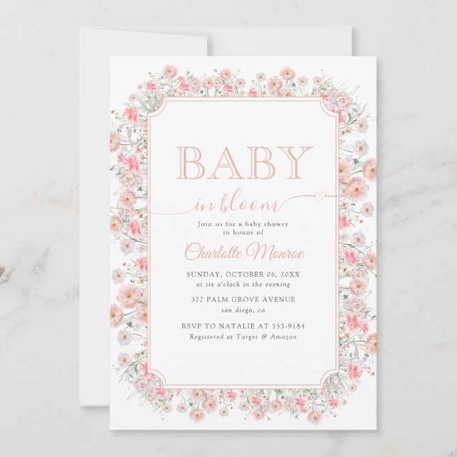 Invitación Baby in Bloom Summer Wildflower Meadow Baby Shower (Anverso)