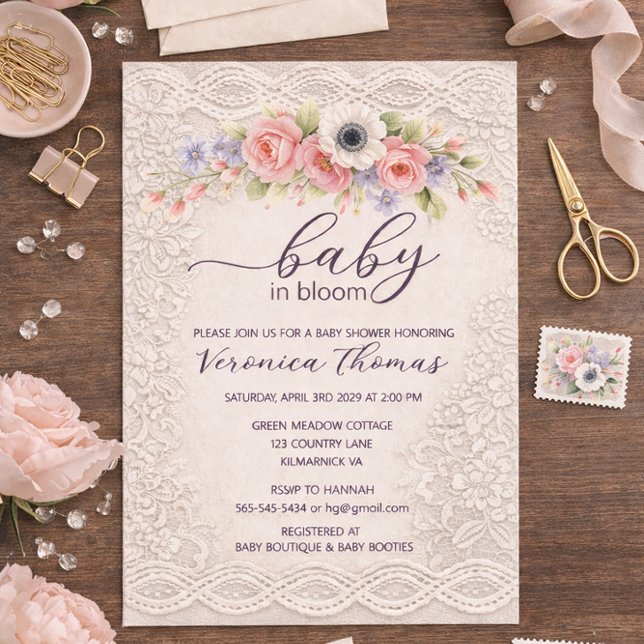 Invitación Baby in Bloom Sweet Floral Baby Shower Invitation (Subido por el creador)