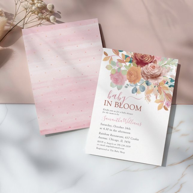 Invitación Baby In Bloom Terracotta & Pink Floral Baby Shower (Subido por el creador)