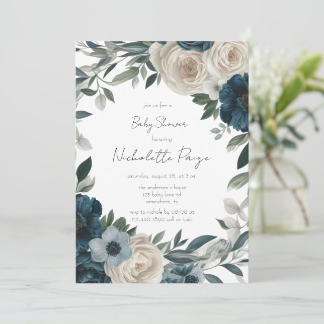 Invitación Baby in Bloom: Un Baby Shower inspirado en el jard (Anverso de pie)