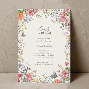 Invitación Baby in Bloom Watercolor Baby Shower
