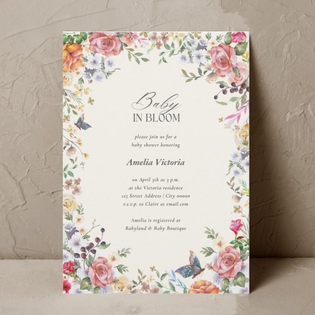 Invitación Baby in Bloom Watercolor Baby Shower (Subido por el creador)