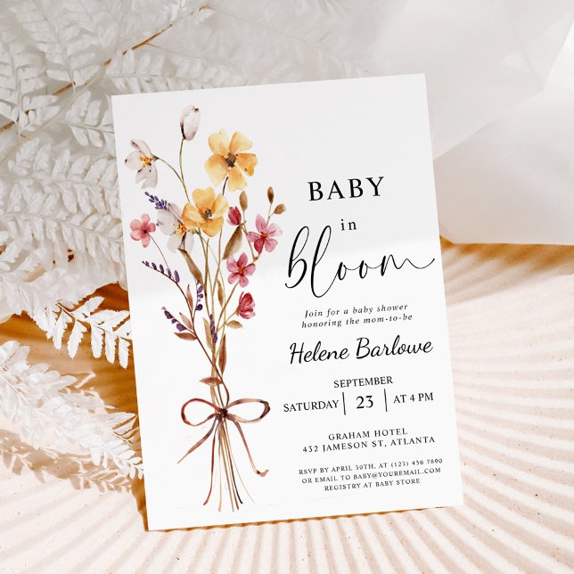 Invitación Baby In Bloom Watercolor Wildflower Baby Shower (Baby In Bloom Watercolor Wildflower Baby Shower Invitation)