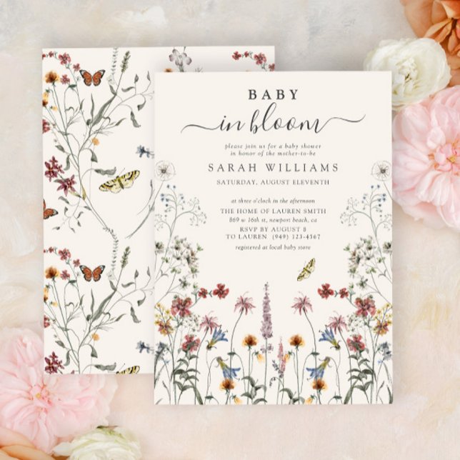 Invitación Baby In Bloom Watercolor Wildflower Baby Shower (Baby Shower Invitation)