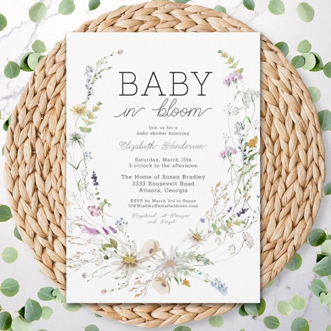 Invitación Baby In Bloom Watercolor Wildflower Baby Shower (Subido por el creador)
