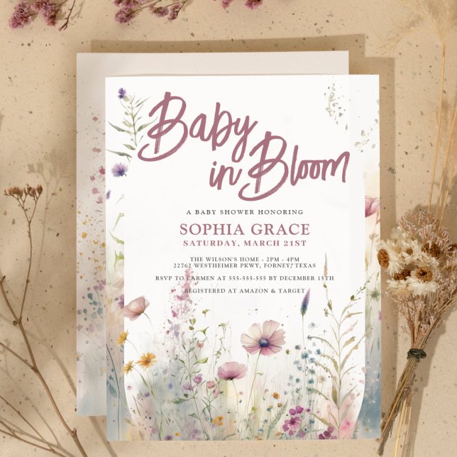 Invitación Baby in Bloom Whimsical Wildflowers Baby Shower (Subido por el creador)