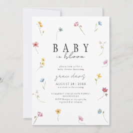 Invitación Baby in bloom Wildflower baby shower