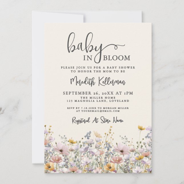 Invitación Baby In Bloom Wildflower Baby Shower (Anverso)