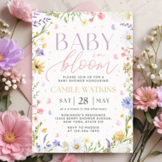 Invitación Baby In Bloom Wildflower Baby Shower Invitation
