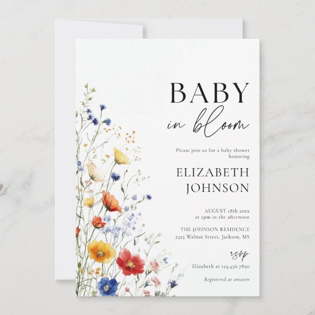 Invitación Baby In Bloom Wildflower Baby Shower Photo QR Code (Anverso)