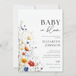Invitación Baby In Bloom Wildflower Baby Shower Photo QR Code